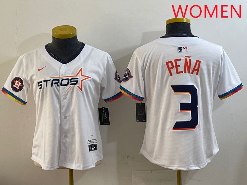 Women Houston Astros #3 Pena White Fourth generation Joint Name 2025 Nike MLB Jersey style 8
